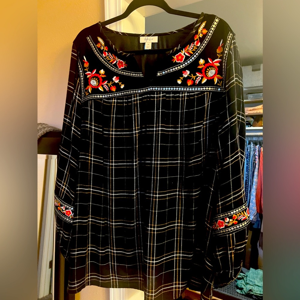 Holiday Top, A little Velvet & Sequins.  Style & Co. 2XL